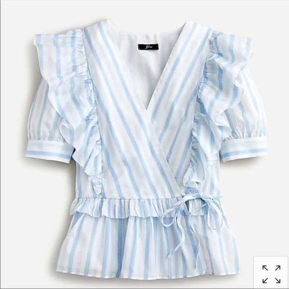 Jcew Ruffle wrap top in stripe - Picture 5 of 6
